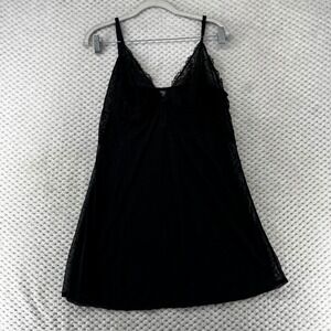 Heidi Klum Black Lace Trim Slip Mesh Adjustable Straps Sheer‎ Lingerie Size L